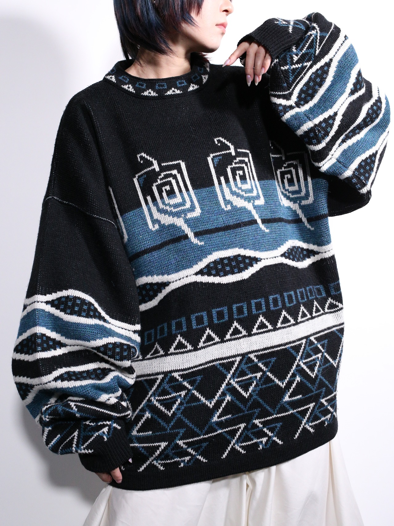 art full pattern over silhouette sweater - 2