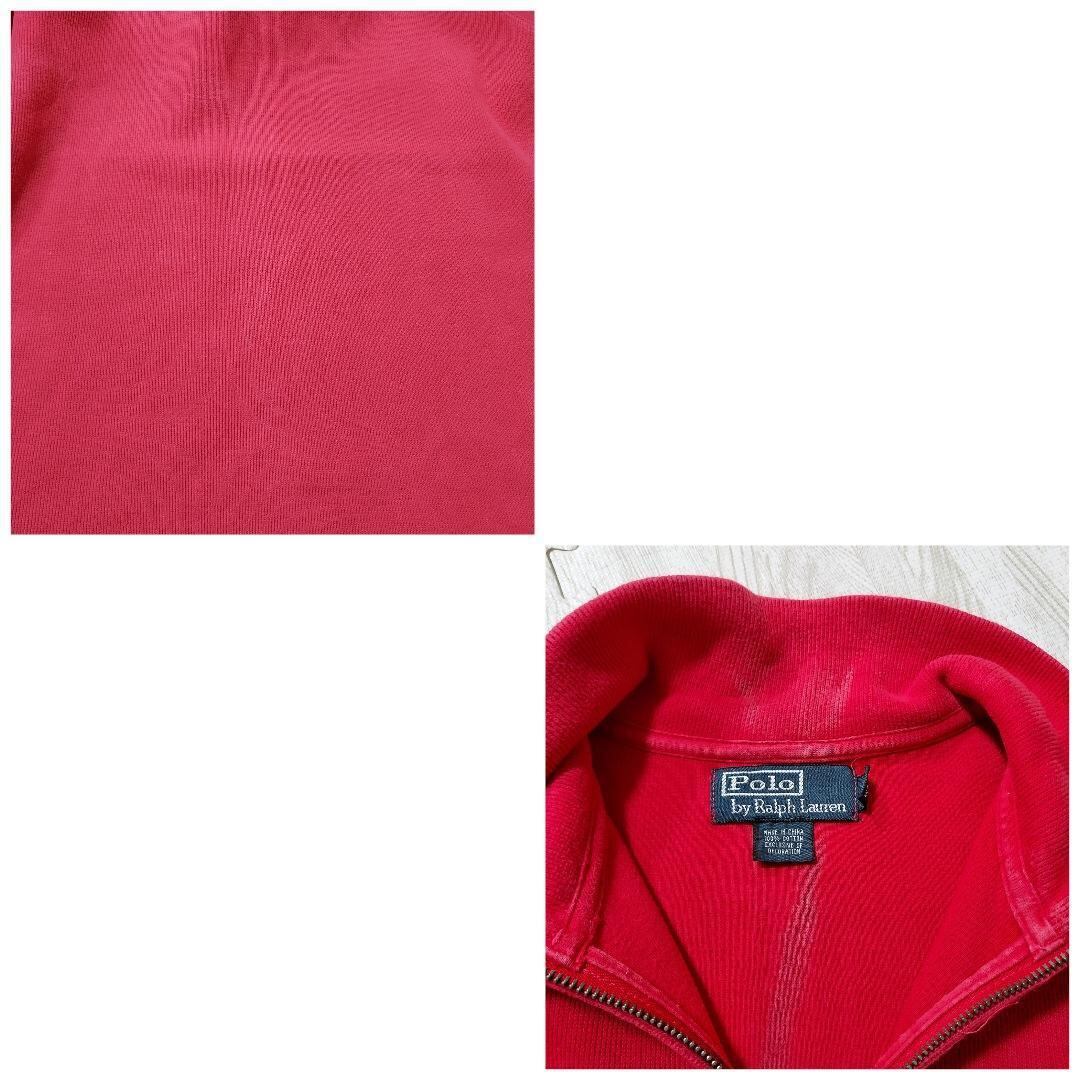 ポロバイラルフローレン ハーフジップニット ポニー刺繍 M ピンク レッド 赤紺