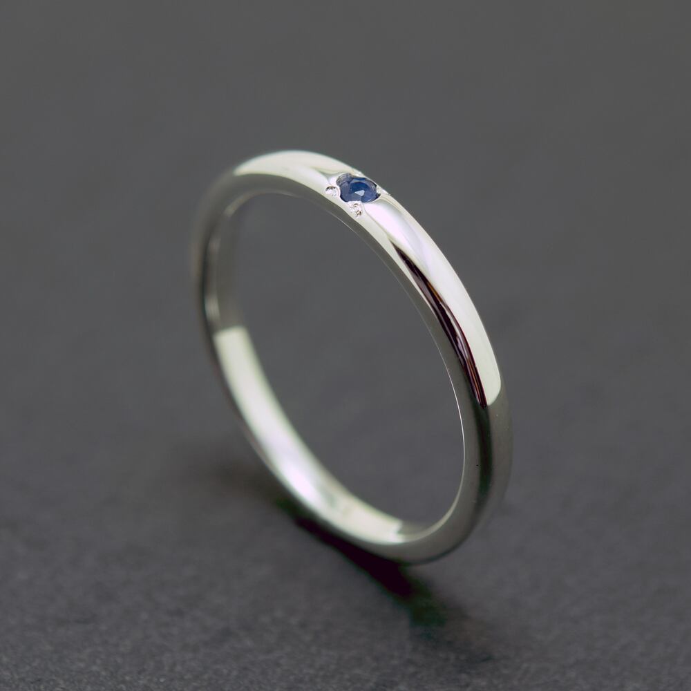 Sapphire Calm Ring / 2.5mm Silver Ring オーダー制作/ 受注生産(甲丸形状)