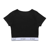【X-girl】 LOGO AND STRIPE CROPPED S/S TOP【エックスガール】