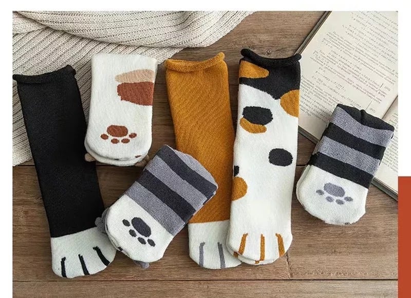 冬のネコ柄ソックス【6セット組】