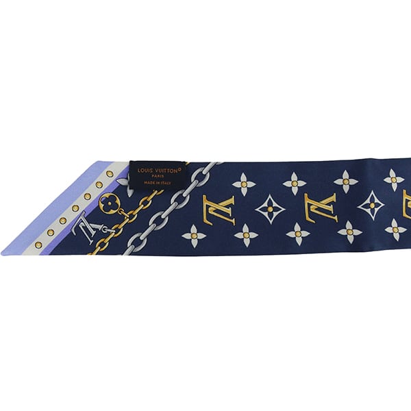 New LOUIS VUITTON ルイヴィトン スカーフ バンドーKチャーム ブルー