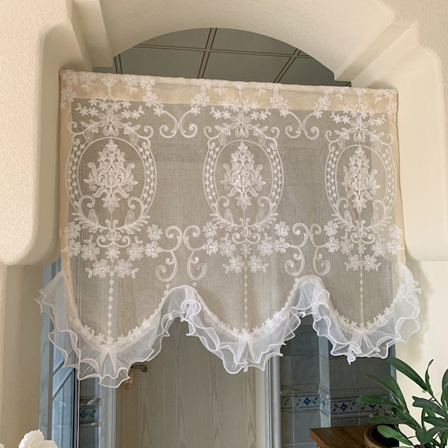 【CURTAINS】INS映え花柄刺繍レース付きカーテン