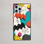 受注生産 iPhoneケース 猫顔とジグザグのポップ柄｜猫モチーフ PABS019A