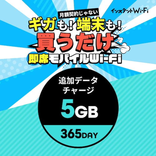 インスタントWi-Fi 追加データ 5GB 365day