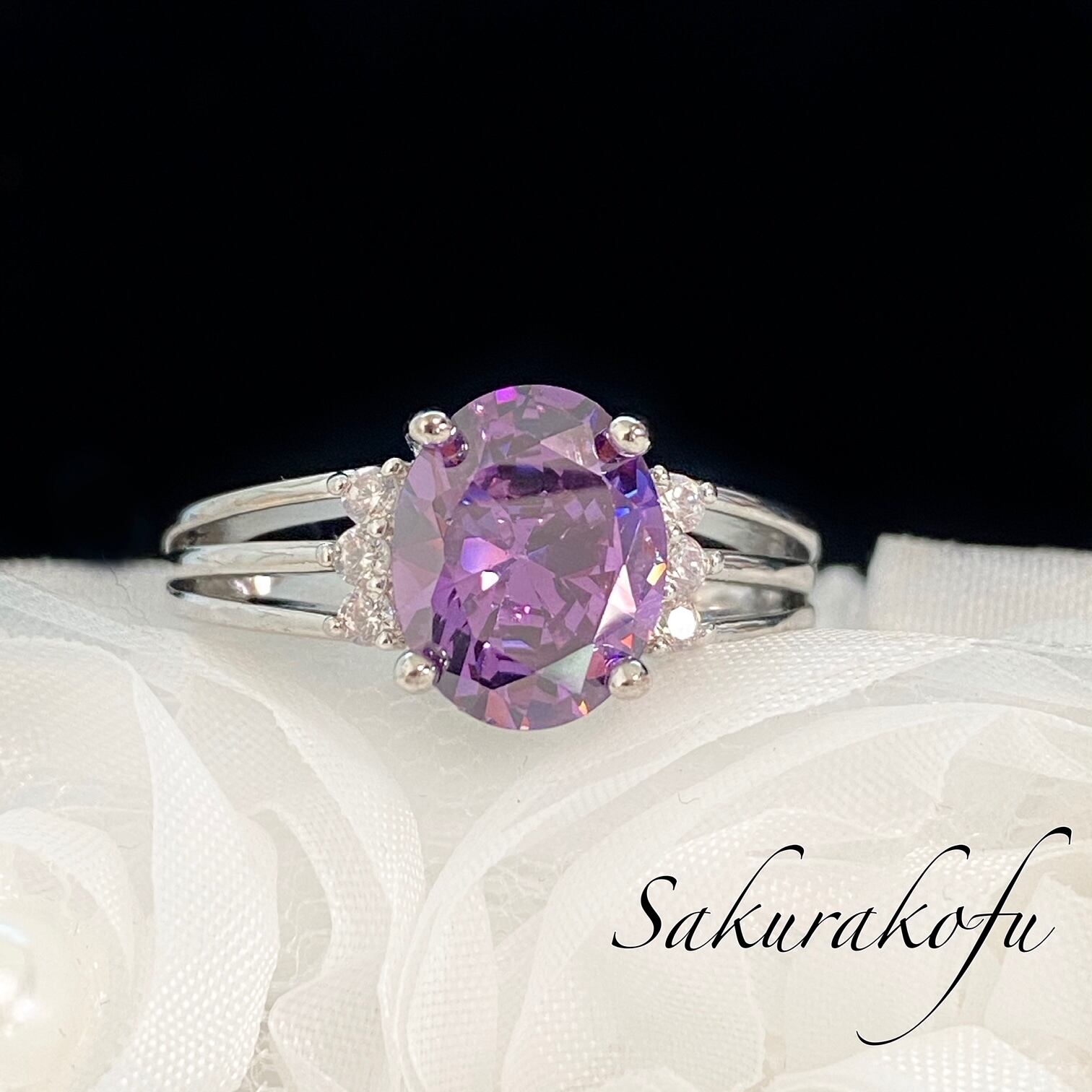 D084 即納☆送料無料 人気デザイン アメジスト シンプル レディース 指輪 リング