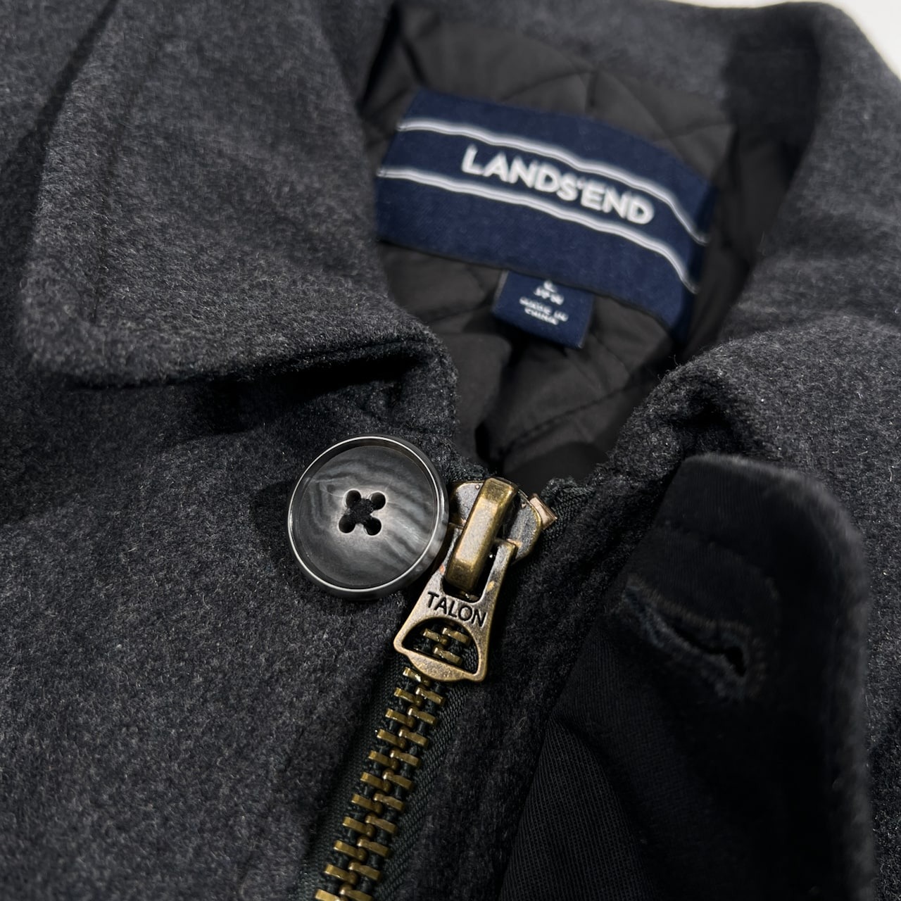 LANDS'END ランズエンド ウールブレンド クラシック カーコート ジャケット サイズ L /チャコールグレー/メンズ