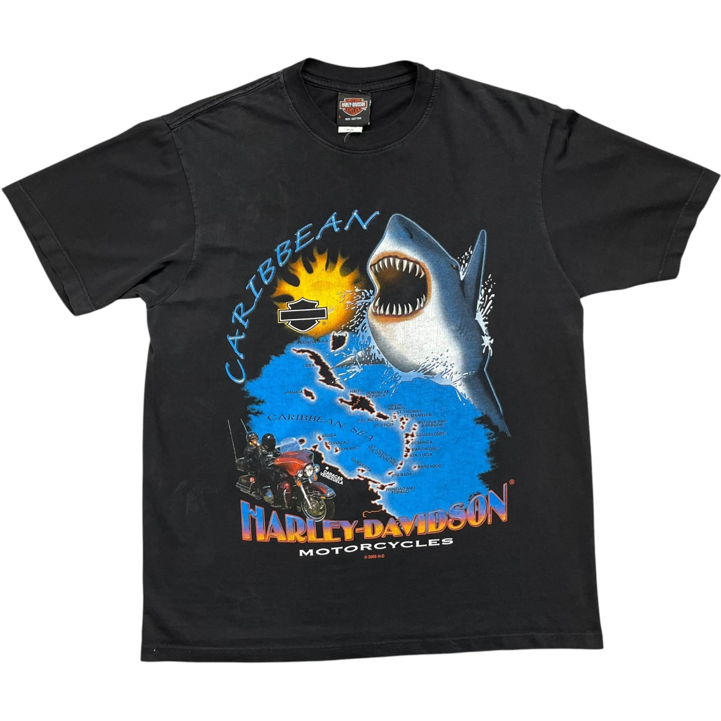 《L》 Harley-Davidson ハーレーダビッドソン Tシャツ ブラック プリントデザイン フェード no.10079