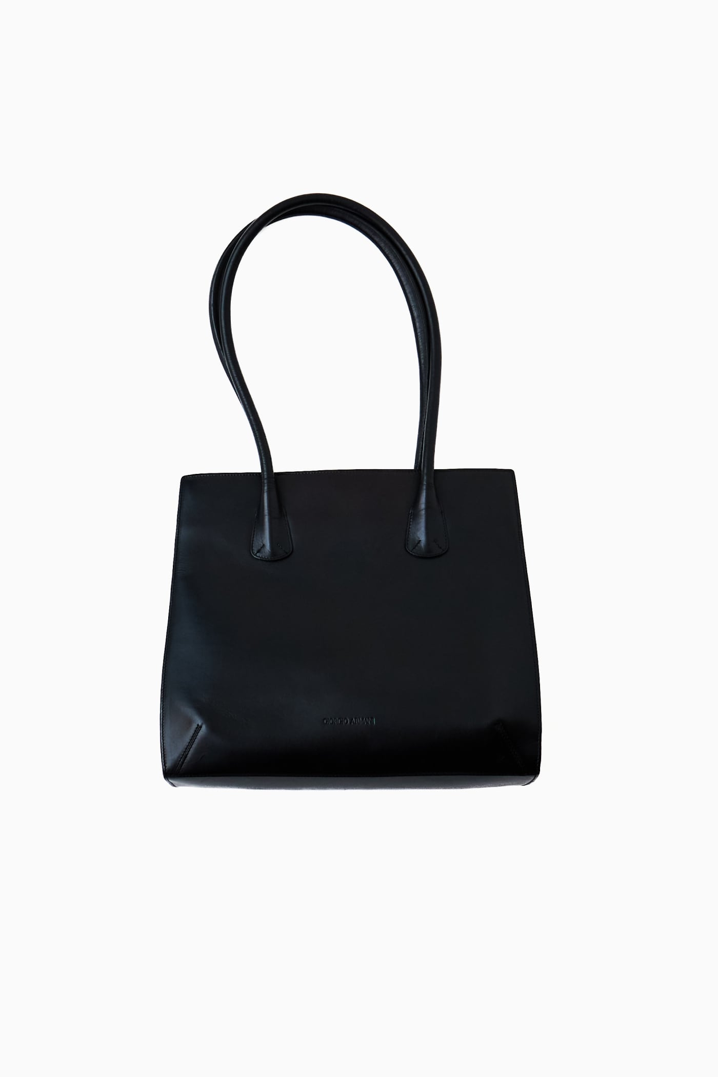 GIORGIO ARMANI BLACK LEATHER HAND BAG