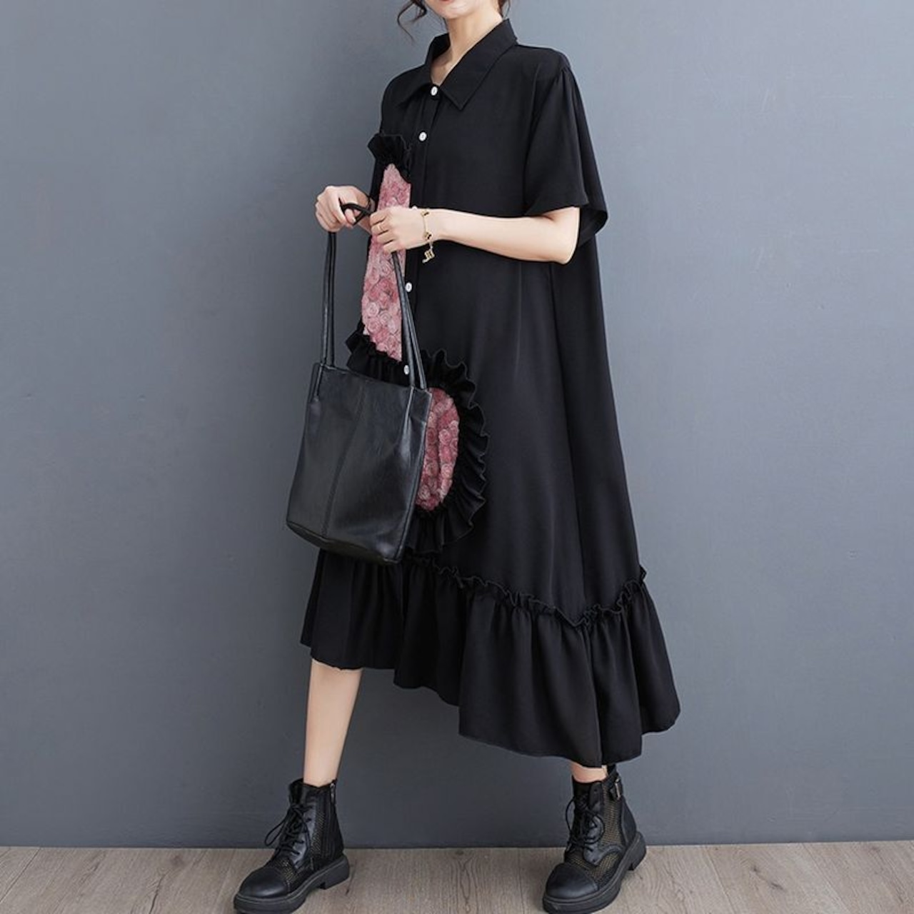 アシンメトリー ハートデザイン ワンピース  30108