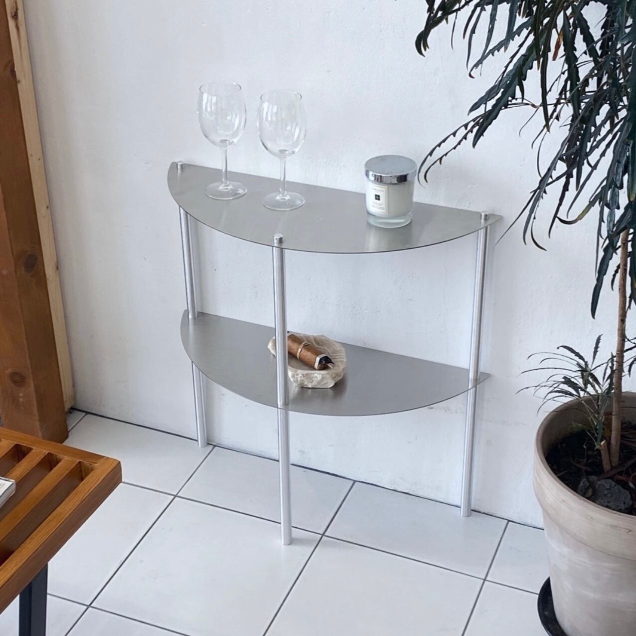 HIT FURNITURE 3段 スチール ハーフムーン 飾り棚