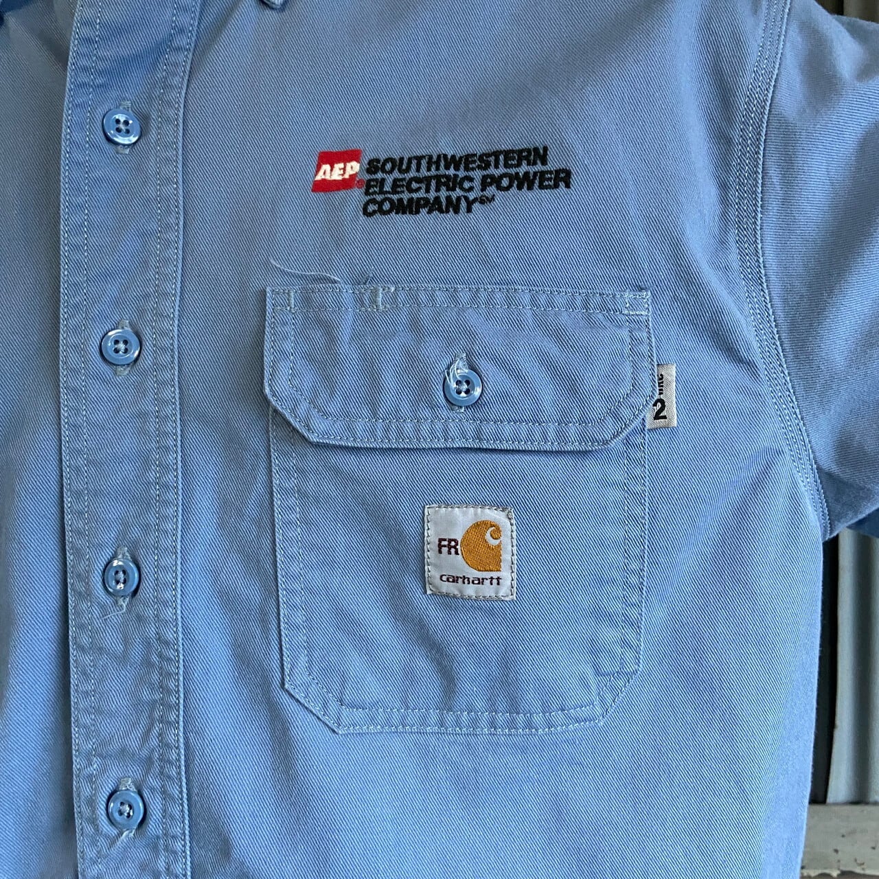 Carhartt カーハート FR HRC2 ボタンダウン 企業ロゴ刺繍 長袖 ワーク