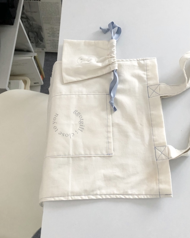 sora stitch tote bag + sora string pouch set