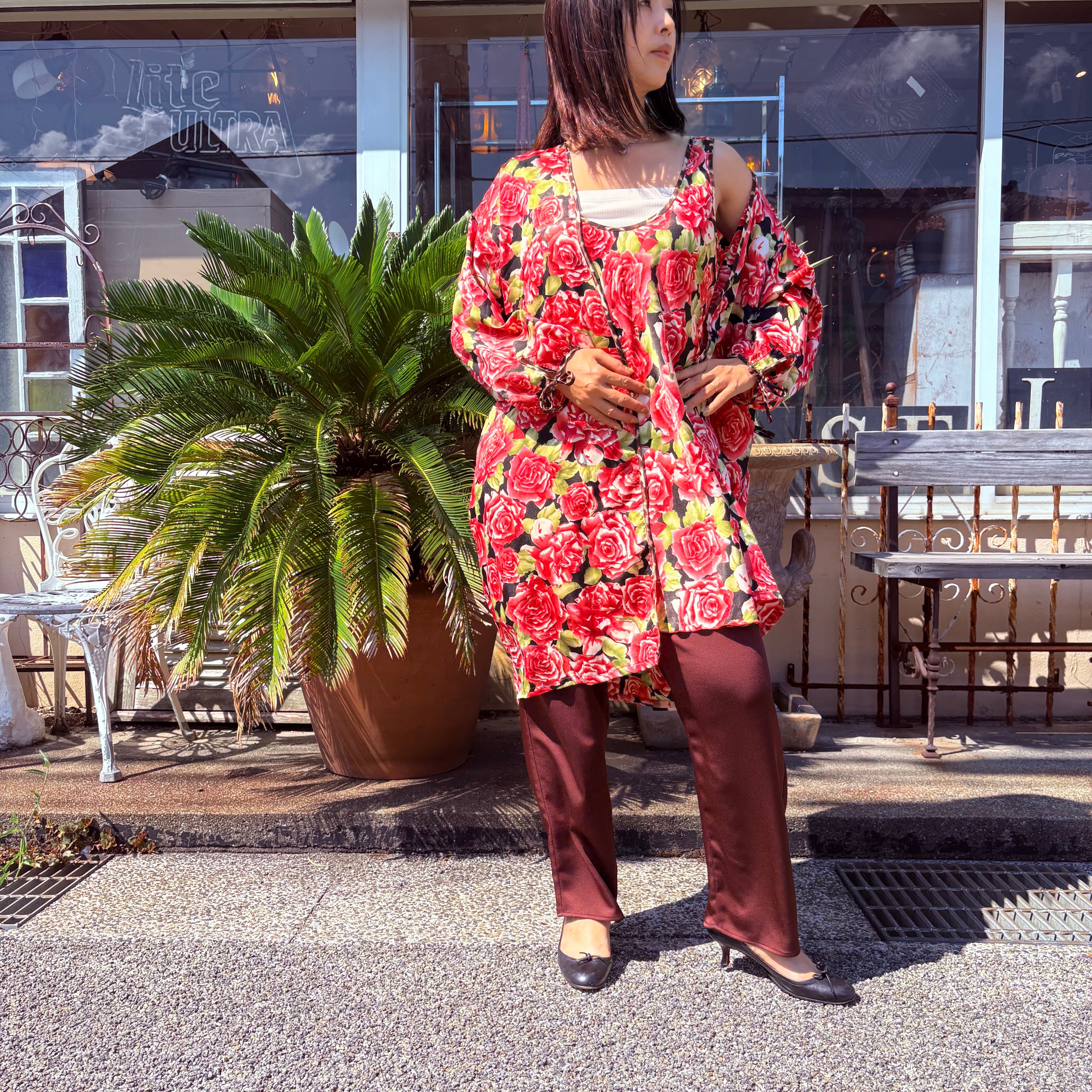 Rose Slip Dress & Sheer Shirt Set