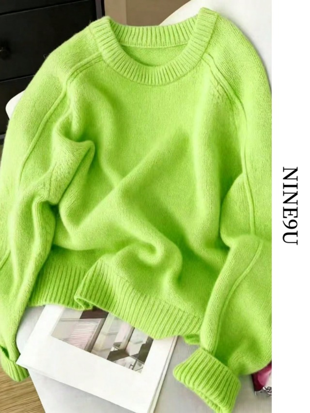 basic raund-neck knit 8color【NINE-S0015】