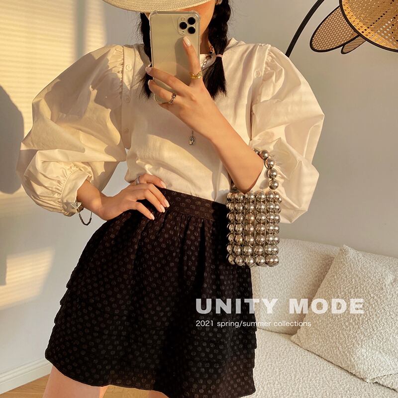 スリーブシャツ サマー薄手ラウンドネック ランタンスリーブ 夏物 Oネック ビッグFスモールZ韓国17137779033