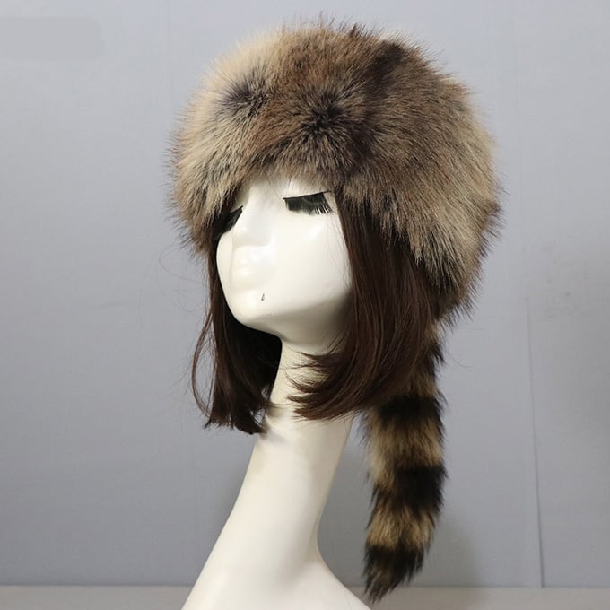 帽子 レディース ファー帽子 防寒対策 ロシア帽 尻尾付き 毛皮帽子
