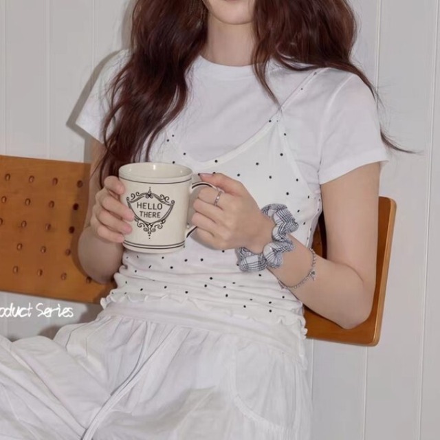 ドット柄 キャミソール Tシャツ  L1441