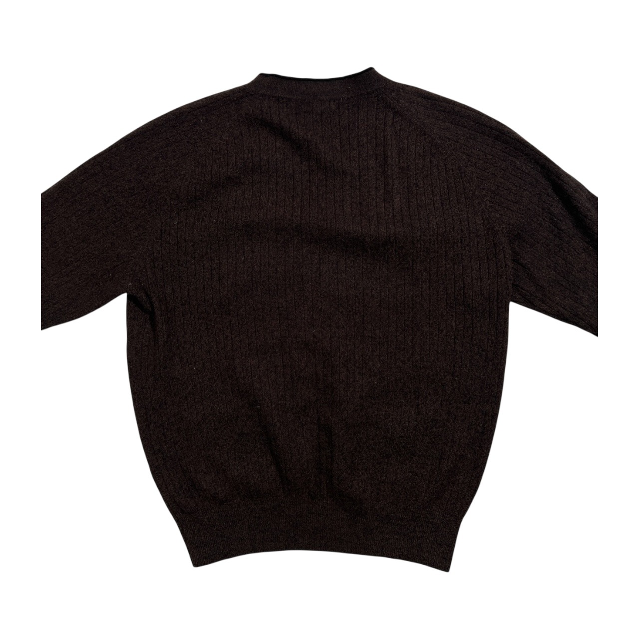 カシミヤ100% ALPHA アルファ カシミア ウール リブ ニット カーディガン サイズ M /ダークブラウン系/メンズ