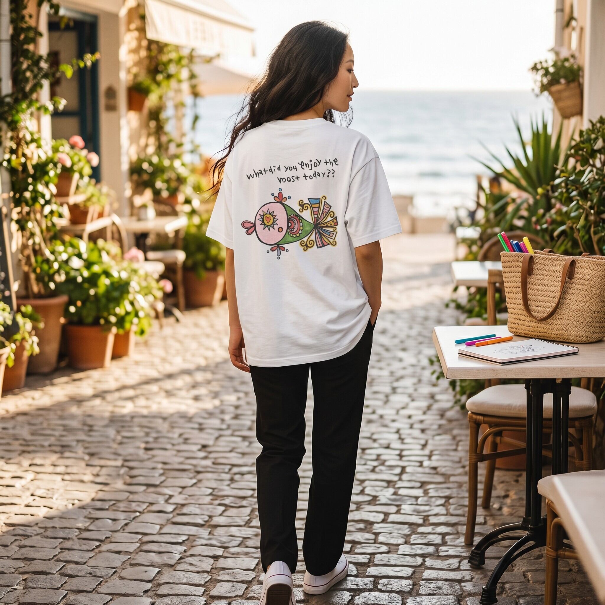 pipi オリジナルTシャツ 【ホワイト】今日何が一番楽しかった? | pipi