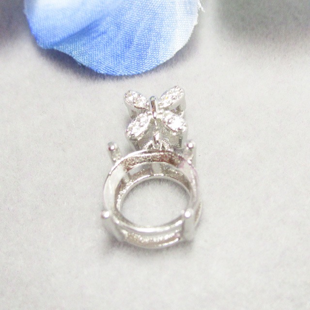 8㎜ バタフライ フラワーCZ  S925 ペンダント セッティング SV