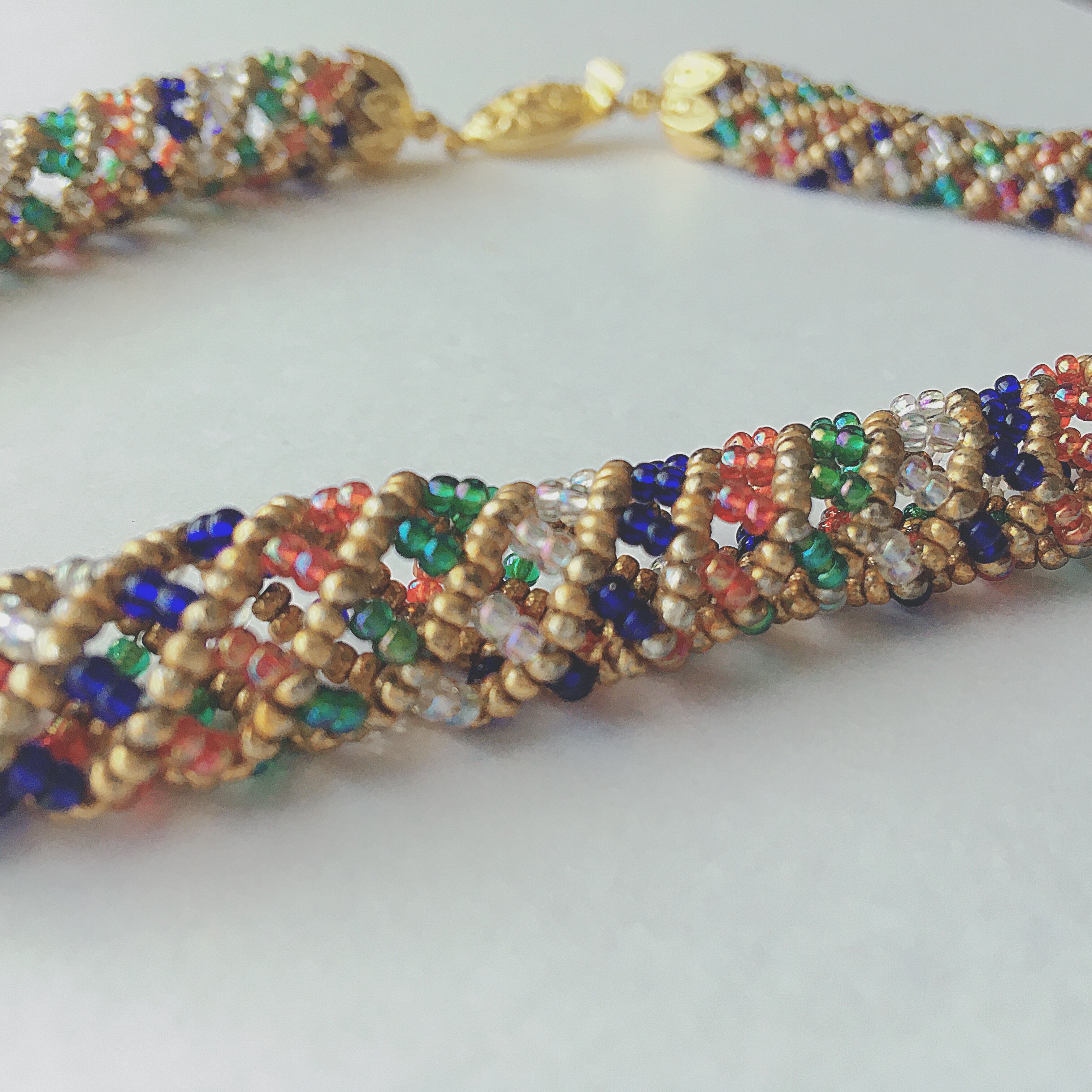 Vintage colorful beads knitted necklace choker ヴィンテージ