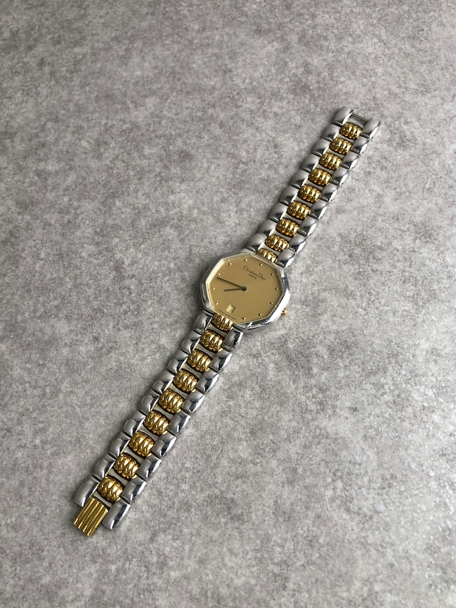 Christian Dior クリスチャン ディオール 腕時計 ゴールド シルバー オクタゴン ステンレススチール クウォーツ 40.203 vintage ヴィンテージ オールド 773m7b