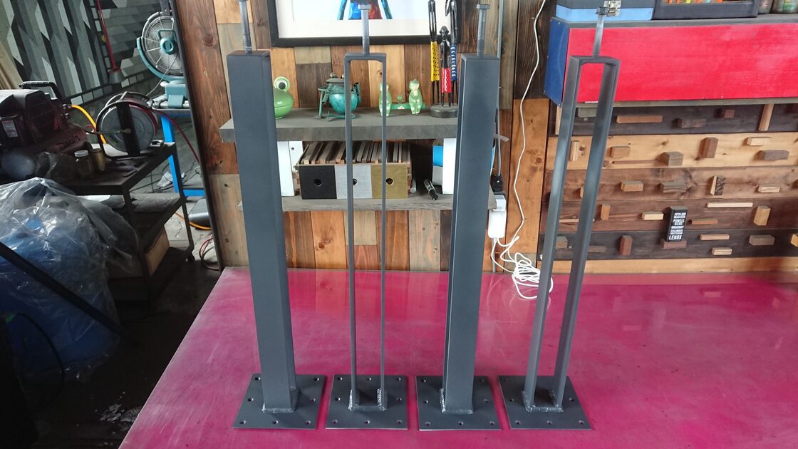 マットグレーでアイアンなフラット鉄脚♪ 50×62×650mm □型 4脚ver  