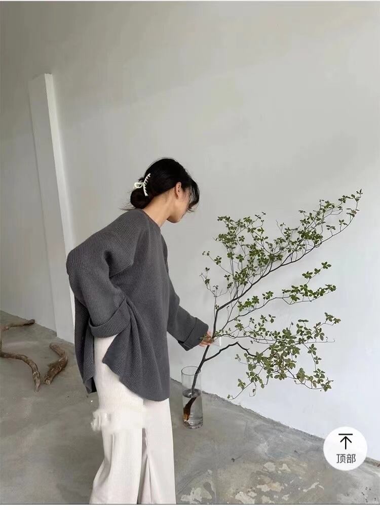 クルーネック　袖折り返しニット　AJ33167-2548