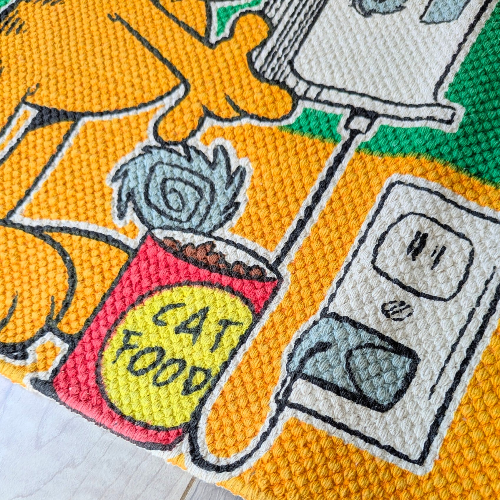 【 Garfield ( ガーフィールド ) 】 『CAT FOOD』COTTON MAT /  コットンマット/ Floor Mat / フロアマット〚アメリカン雑貨 アメトイ〛