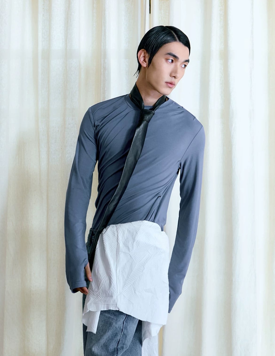JCAESAR STUDIO leather tie black | AIsance JCAESAR STUDIO leather tie black | AIsance