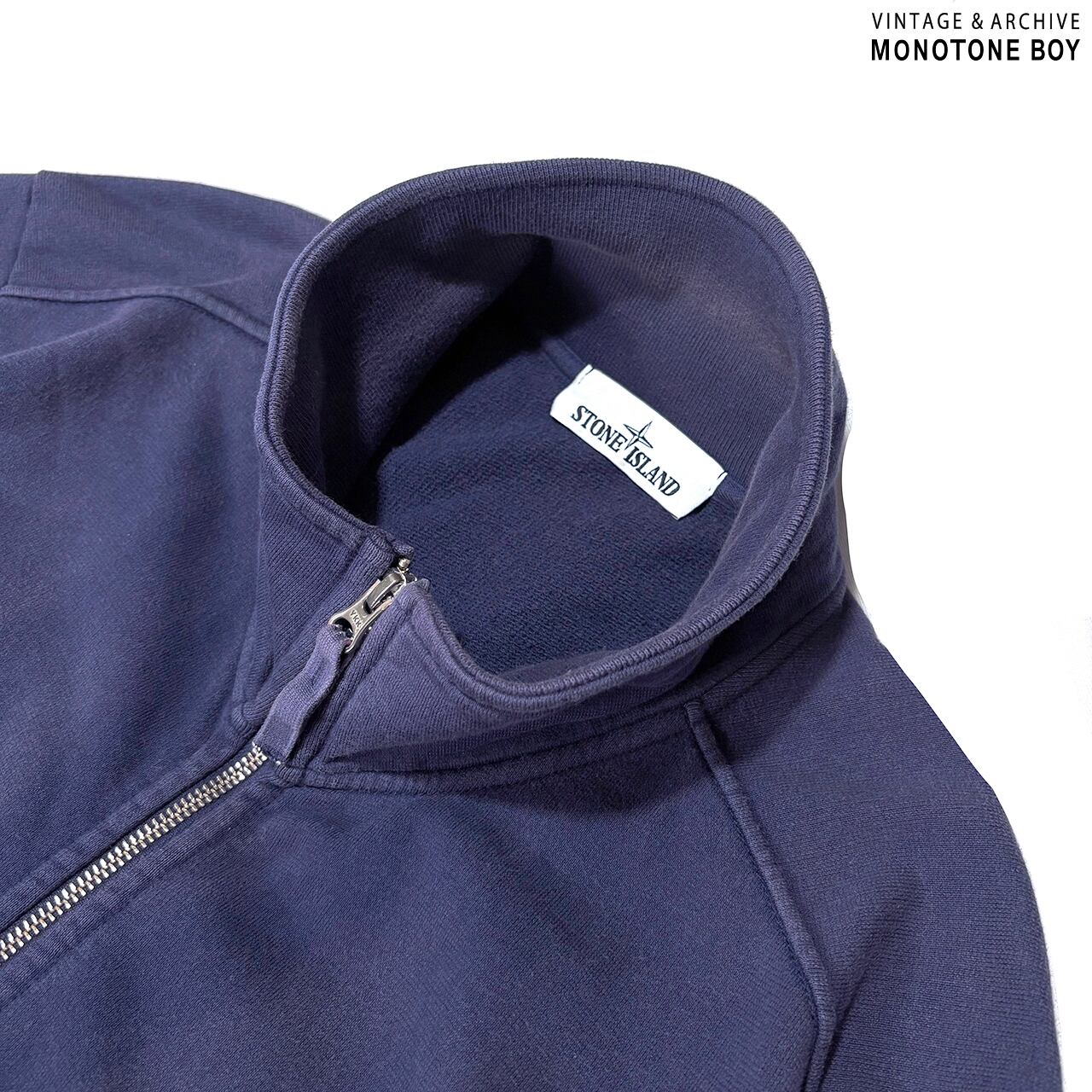 STONE ISLAND 2016SS HEAVY WEIGHT ZIP UP SWEAT SHIRT Sun faded navy