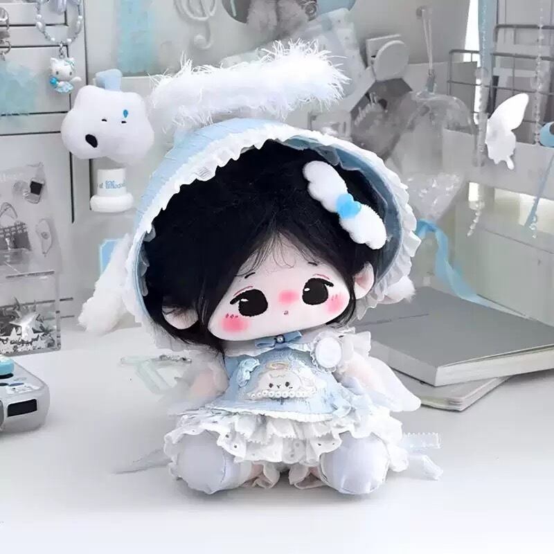 20cmぬい服】子羊ワンピの天使メイドコーデ 着せ替えぬいぐるみ 棉花