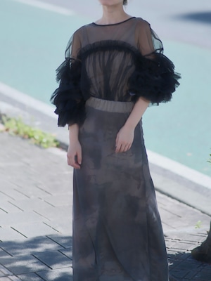 Decorative Tulle Tops / BLACK