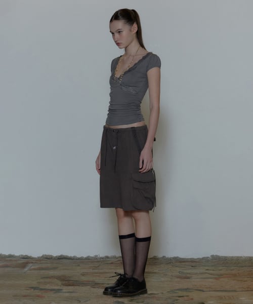 SCULPTOR] Twill Cargo Half Pants Charcoal | もごつ