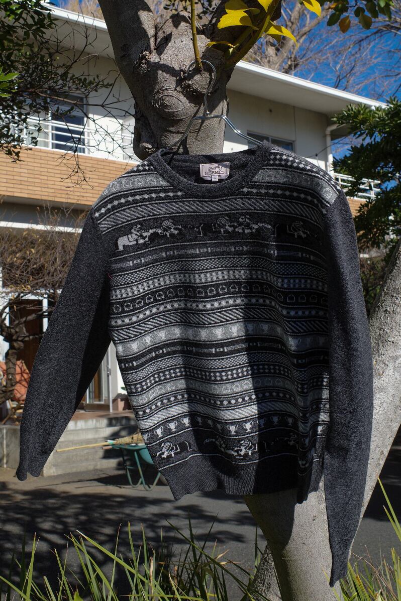 極美品】Hermes wool cashmere Knit sweater made in Italy size L 