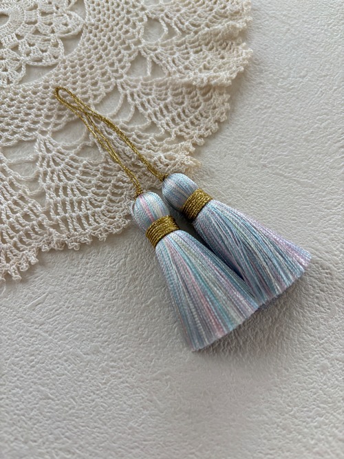 輸入デザインタッセル パステルカラー MIX ×ゴールド シンプルタッセル  47mm カルトナージュ デコレーション材