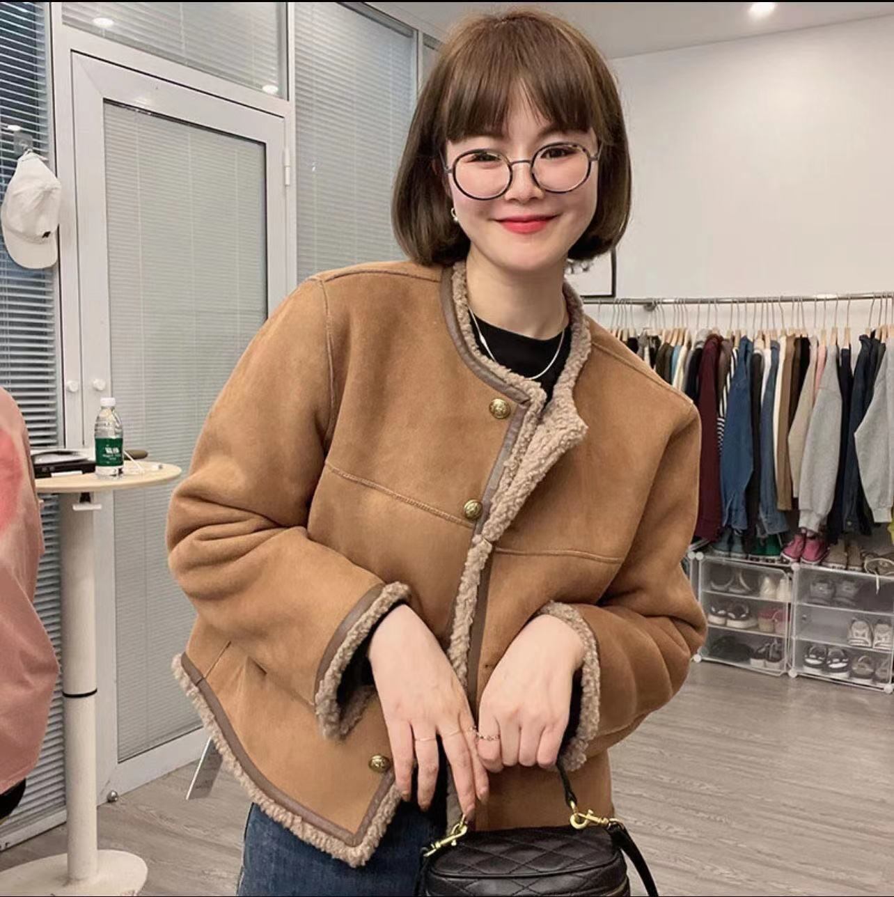 初回送料無料 コート ショート丈ジャケット ラム毛 レーディスファション商品 人気コート