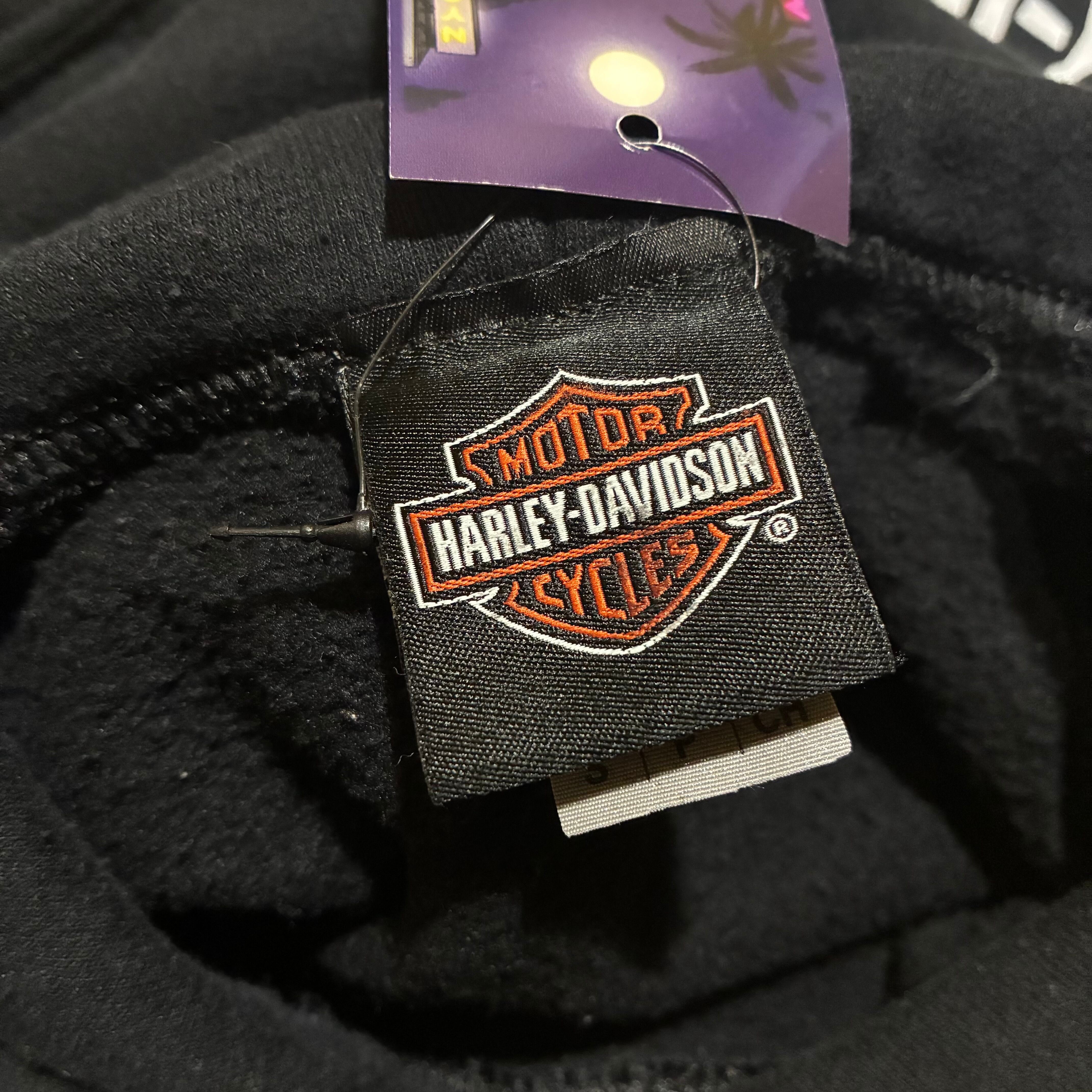 Harley-Davidson プルオーバーパーカー 袖プリント スカル ハーレー