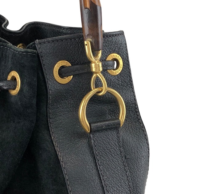 GUCCI グッチ ショルダーバッグ ブラック バンブー スエード 2way vintage ヴィンテージ オールド egseba