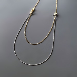 4way contrast layered necklace【silver925】