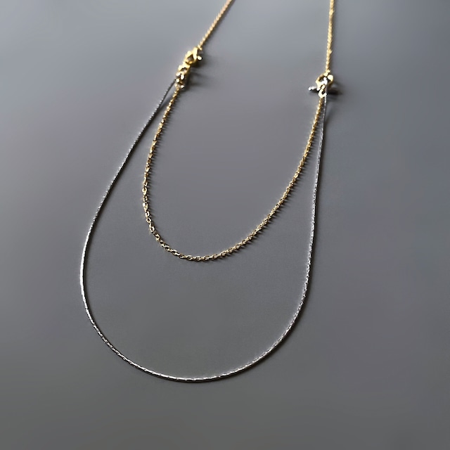 4way contrast layered necklace【silver925】