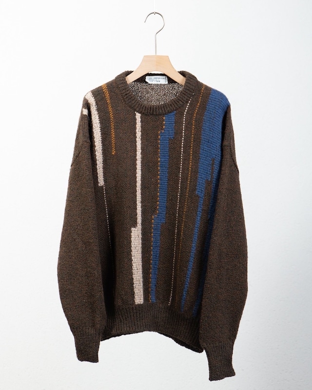 stripe patterned wool × alpaca knitted sweater Made In ITALY