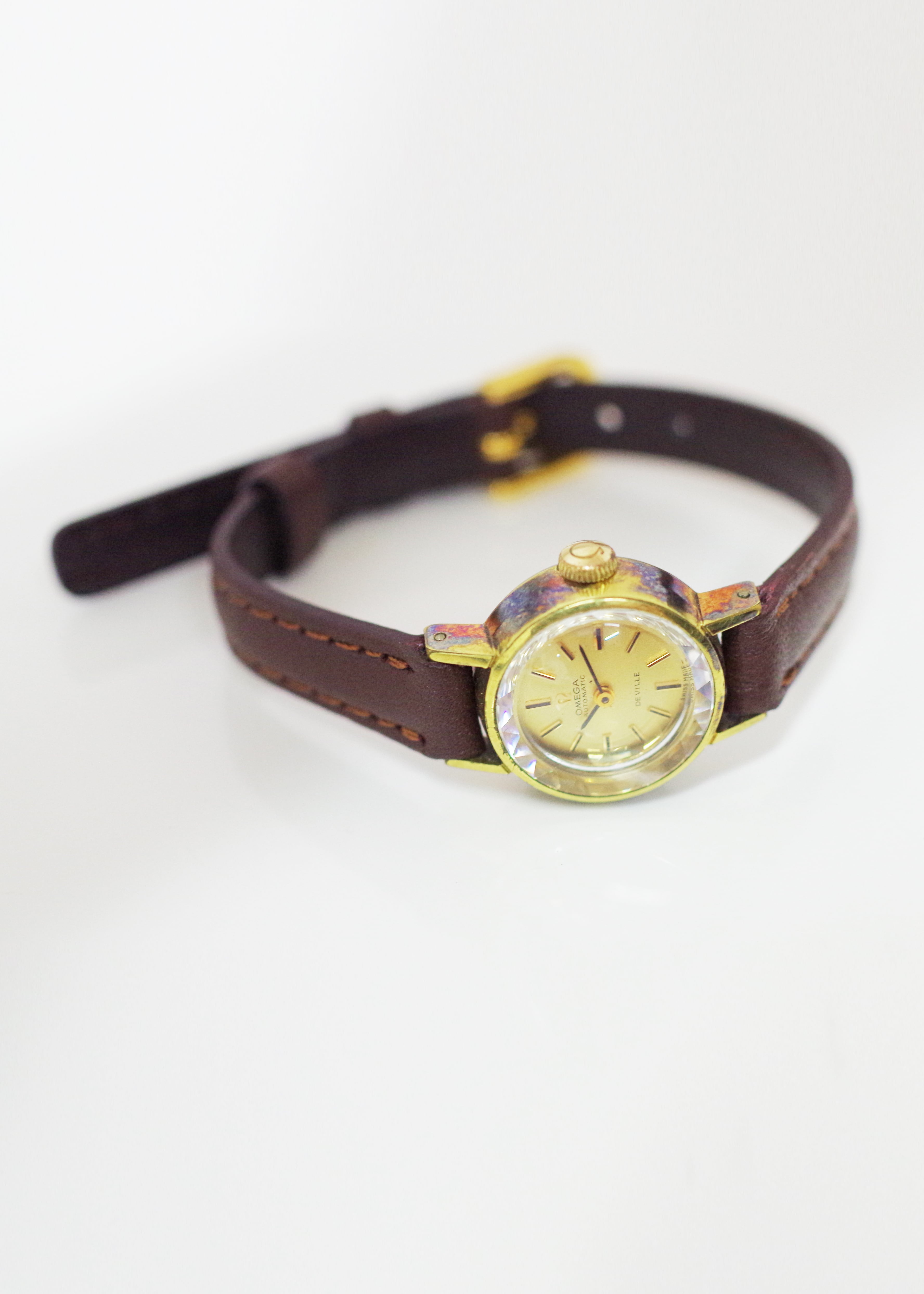 時計OMEGAオメガ　カットガラス デビル　レディース　手巻き 　ゴールド　腕時計