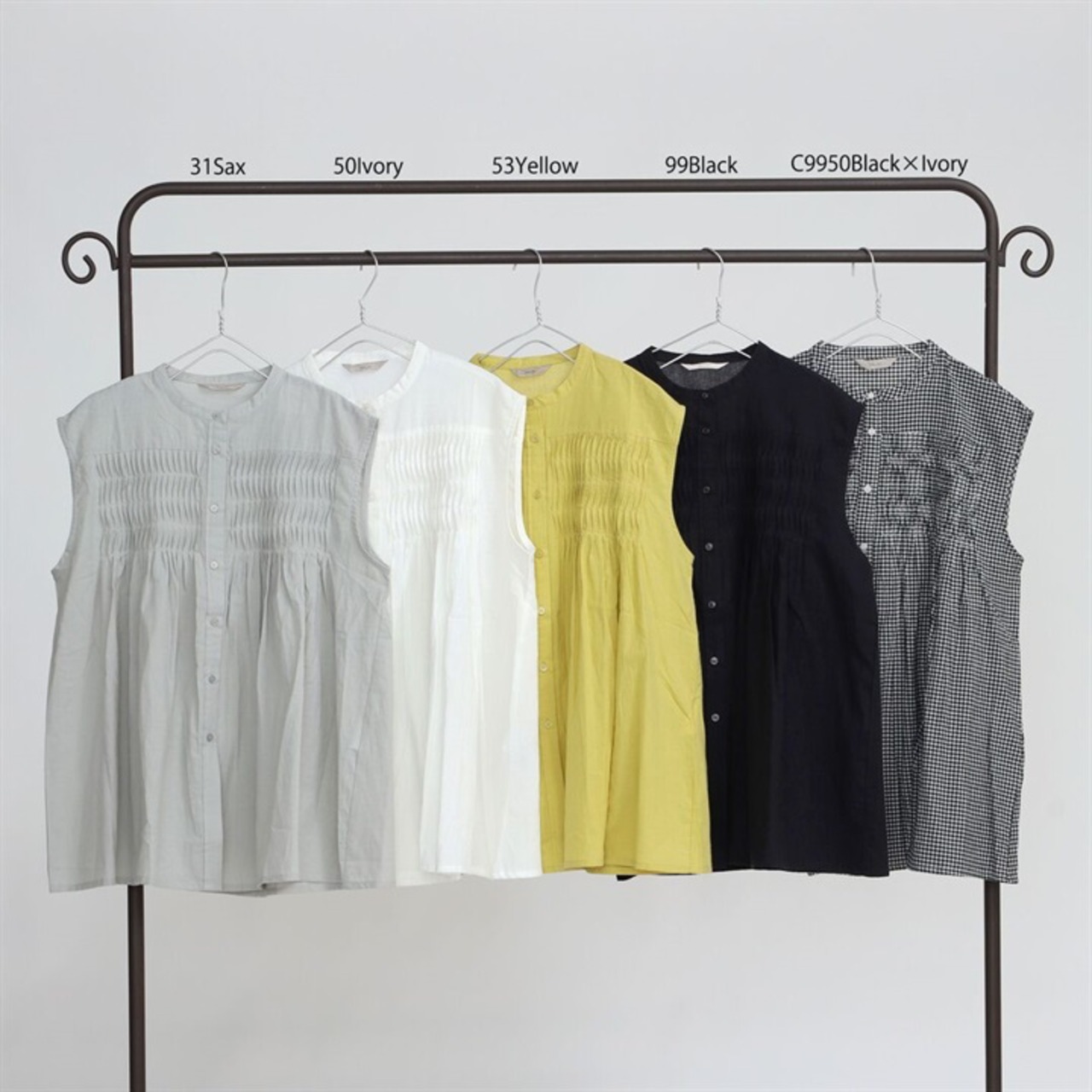 【m.n】コットンフレンチスリーブピンタックブラウス