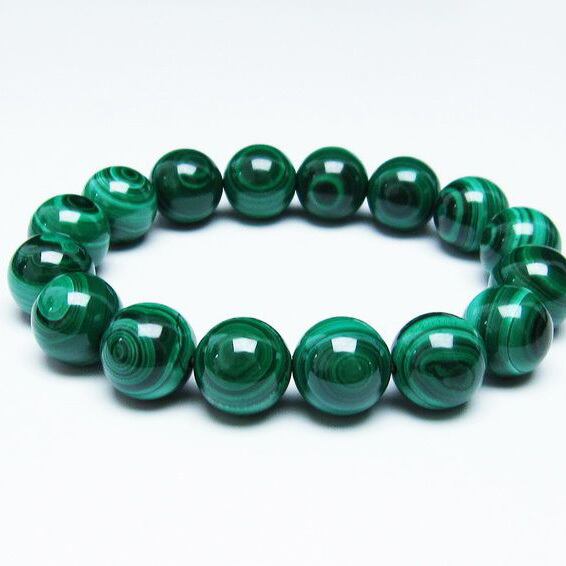 マラカイト ブレスレット 14mm 天眼 malachite 一点物 おまかせ便 111-29422