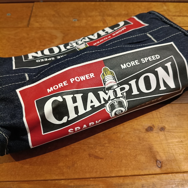 デニム ティッシュボックスカバー/Champion spark plug/アメリカン雑貨 ガレージ クルマ