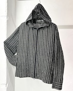 00s CHICO'S Striped Linen Zip-up Parka
