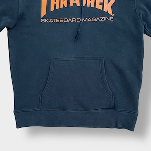 THRASHER スウェット パーカー ロゴ フーディー プルオーバー L ブラック スケボー ボード スラッシャー us古着