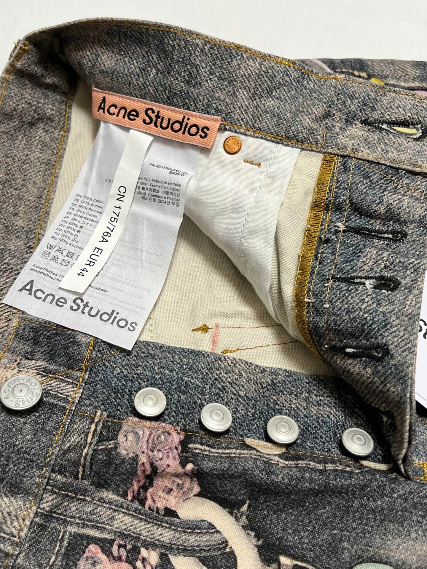 Acne 25SS 1981M Vintage Chain Detail Loose Jeans キャンディチェーン 3Dプリント ルーズ ...
